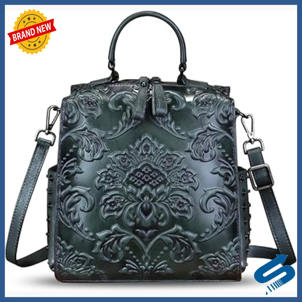 Genuine Leather Convertible Backpack Satchel Purse 4-Way Wear